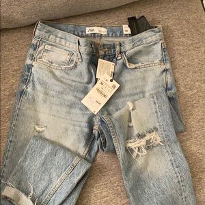 Zara distresses straight leg jeans